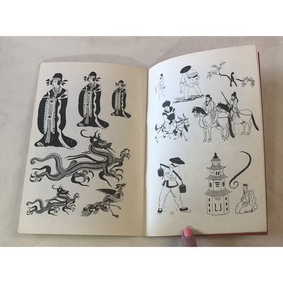 Vintage 1959 Chinese Designs Art Book Jane Snead Junk Journal Asian Men Dragons - Picture 11 of 12